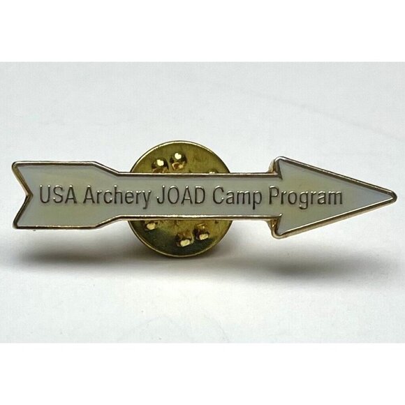 VTG 1.5" Ivory Goldtone NAA JOAD USA Archery Camp Program Club Arrow Pin PINBACK - Picture 1 of 2